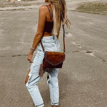 Load image into Gallery viewer, Sloane Flapover Brick Crossbody w/ Whipstitch and Tassel