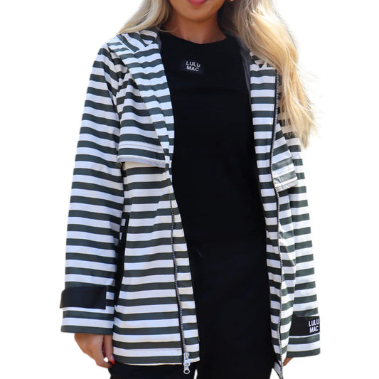 Lulu Mac Rain Jacket Black Stripe