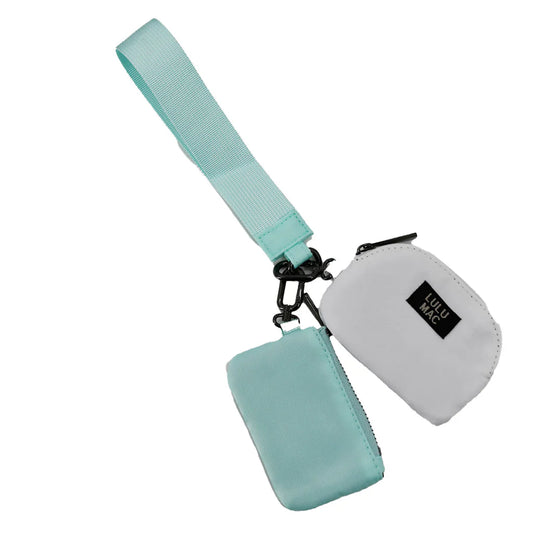 Lulu Mac Double Pouch Wristlet Mint/White