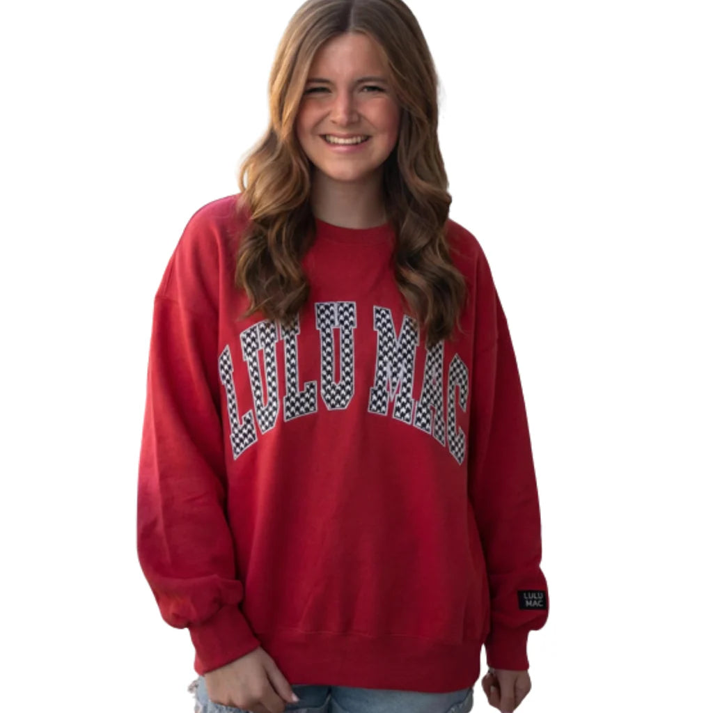 Lulu Mac Sweatshirt Crimson Houndstooth Stitch