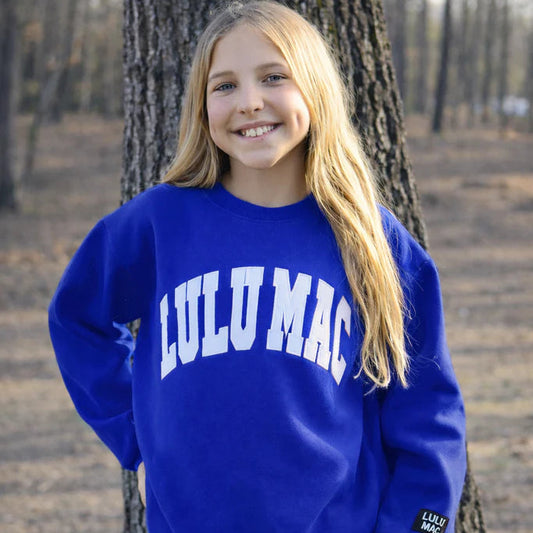 Lulu Mac YOUTH Sweatshirt Royal White Stitch