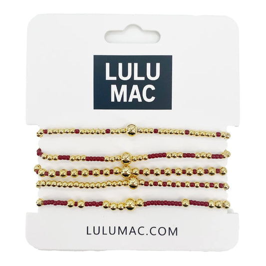 Lulu Mac 5 Stack Bracelet Crimson Gold