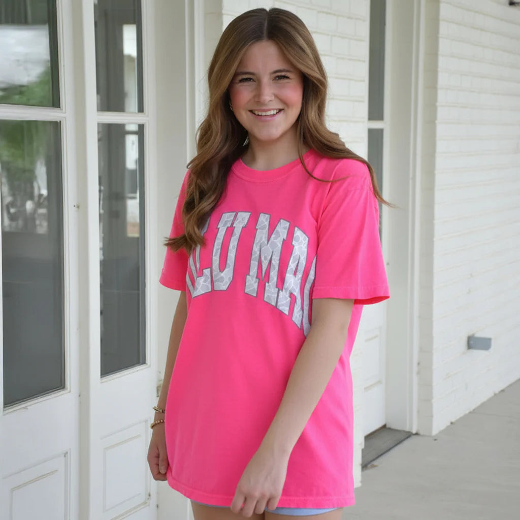 Lulu Mac T-Shirt Neon Pink Camo