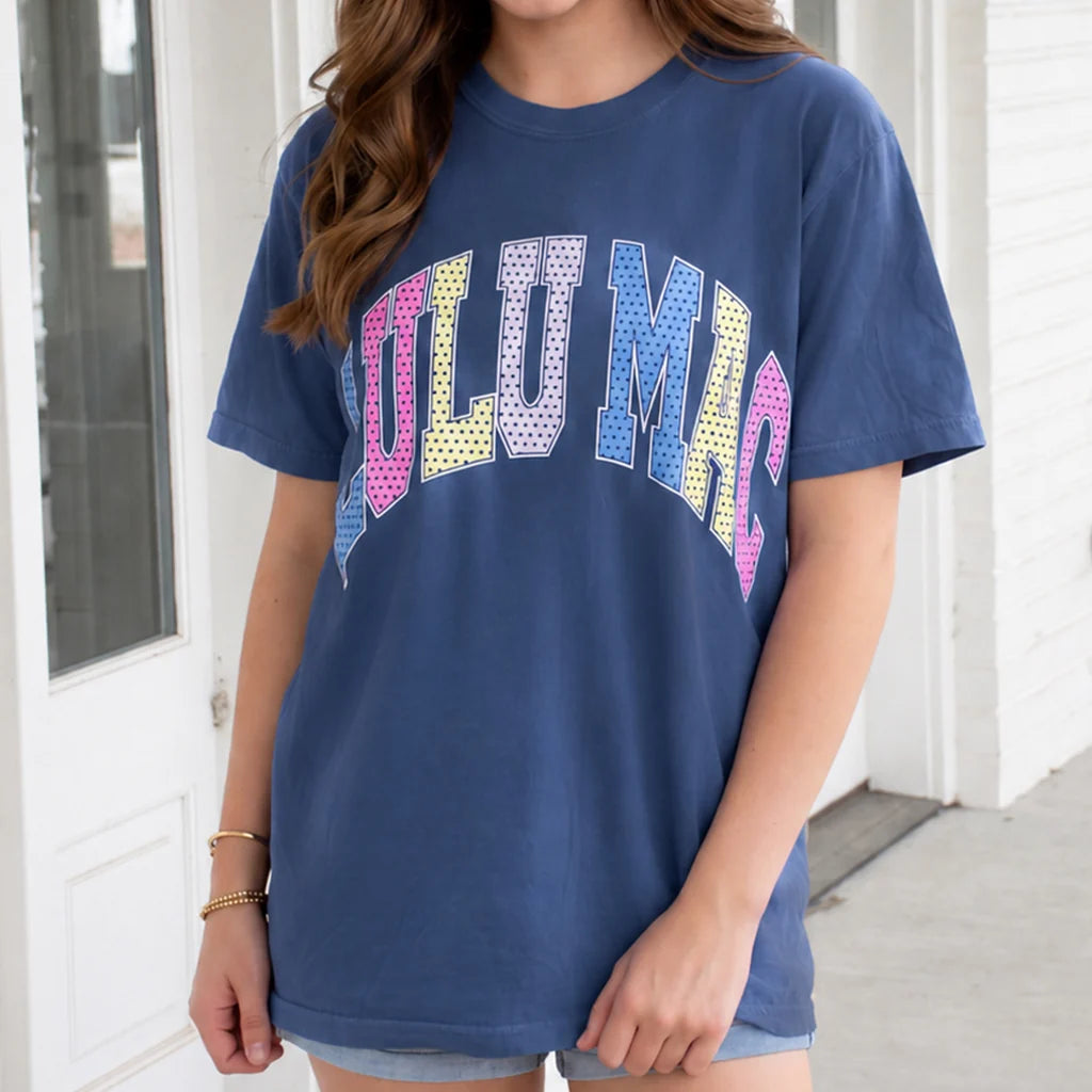 Lulu Mac T-Shirt China Blue Multi Polka Dot
