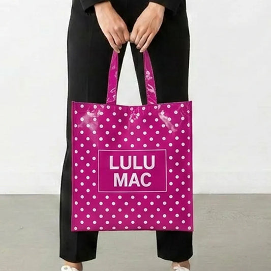 Lulu Mac Reusable Tote Hot Pink White Dot