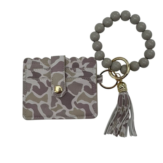 Beaded  Wristlet Camo ID Wallet Light Camo