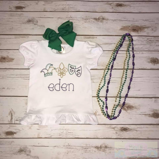Mardi Gras Trio Short Sleeve Ruffle Toddler Tee