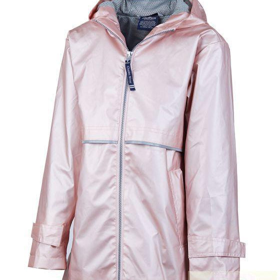 Girl's Rose Gold Charles River New Englander Rain Jacket