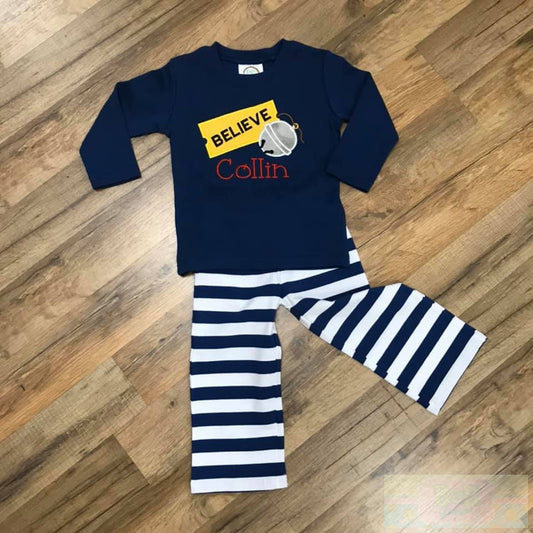 Boy's Sleigh Bell Long Sleeve Pant Set
