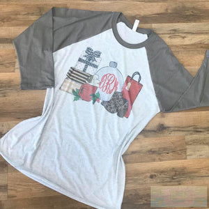 Presents and Ornaments Monogram Christmas Ringer T-Shirt