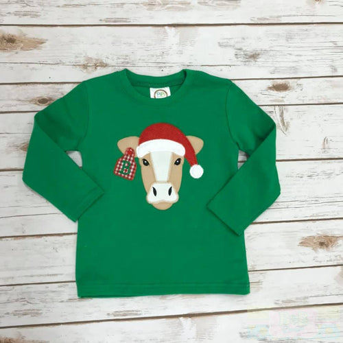 Christmas Cow Long Sleeve Toddler Shirt