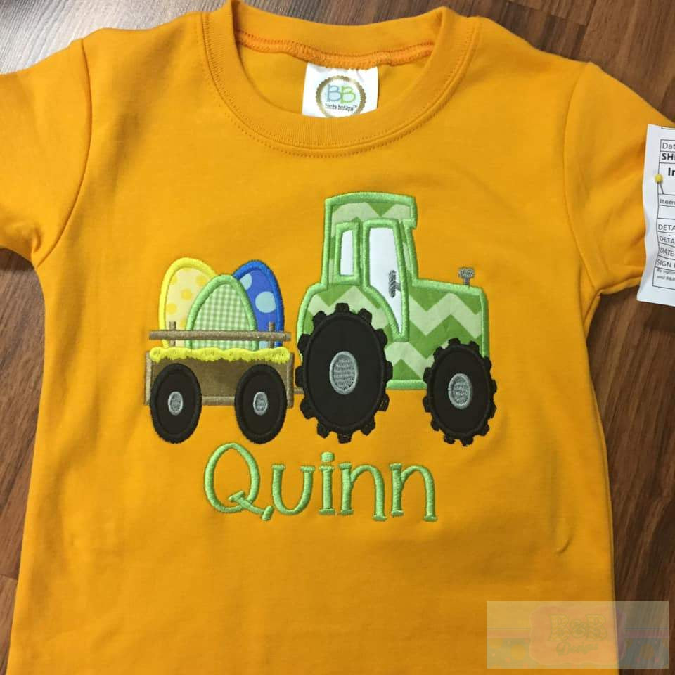 Easter Tractor Toddler Short Sleeve Shirt