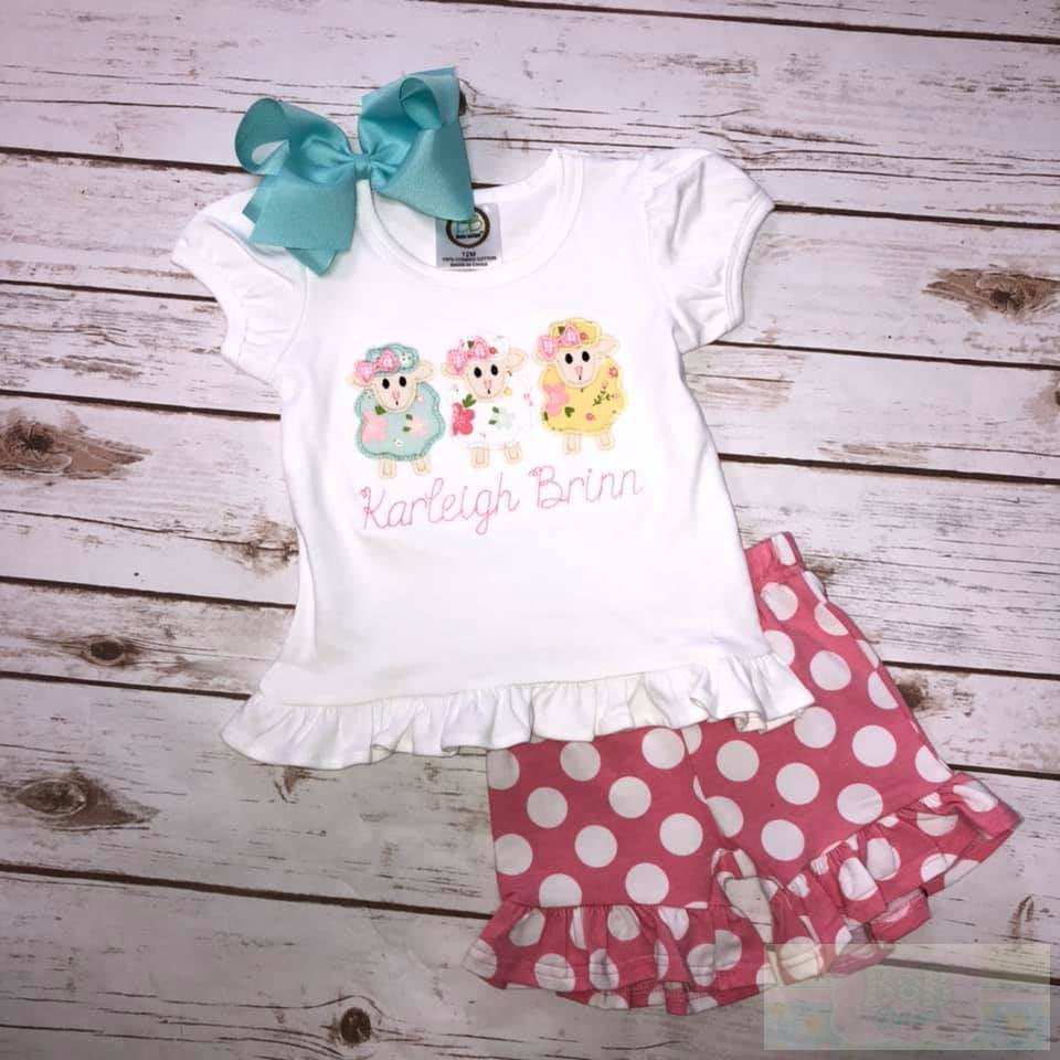 Three Little Lambs Easter Shorts Set