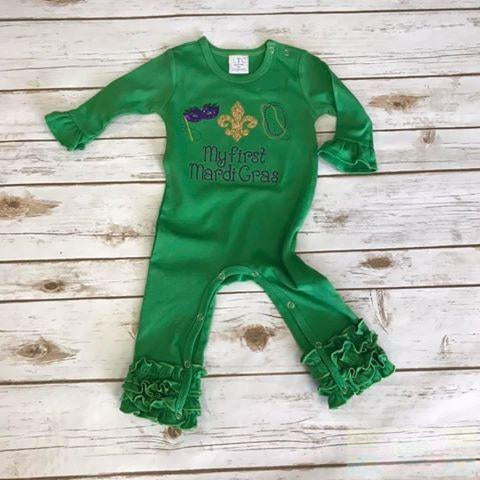 Mardi Gras Ruffled Romper