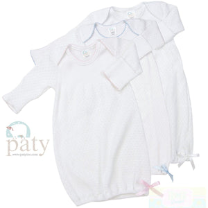 Paty, Inc. Knit Baby Longsleeve Lap-Shoulder Gown & Hand Mitts