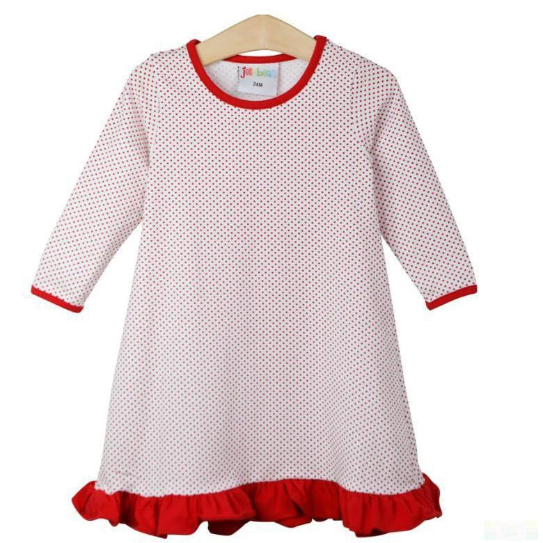 Christmas Pajamas Ruffled Girl Gown - Jellybean