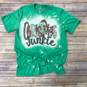 Christmas Junkie Short Sleeve Bleached T-Shirt