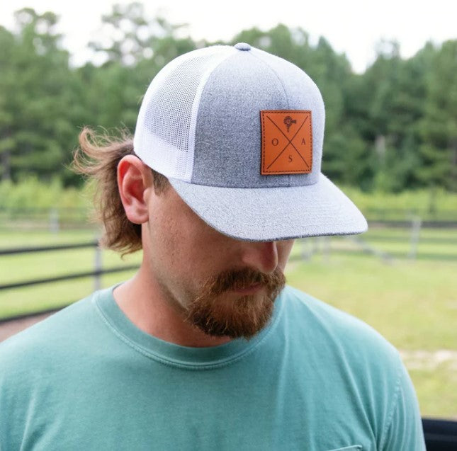 Old South Cross Leather Patch Trucker Hat