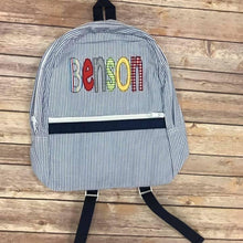 Load image into Gallery viewer, Oh Mint! Small Seersucker Backpack