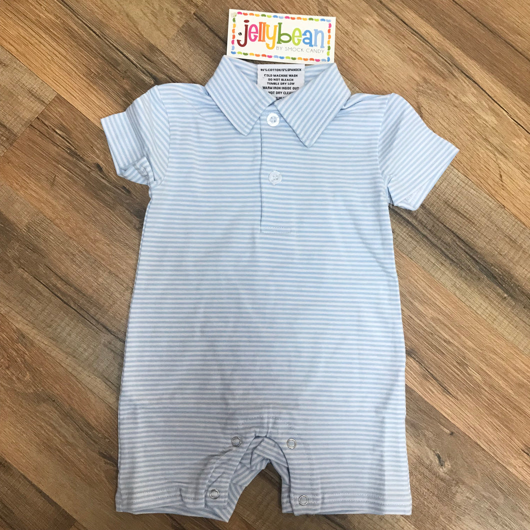 Jellybean Baby Blue Polo Short Sleeve Boy Romper