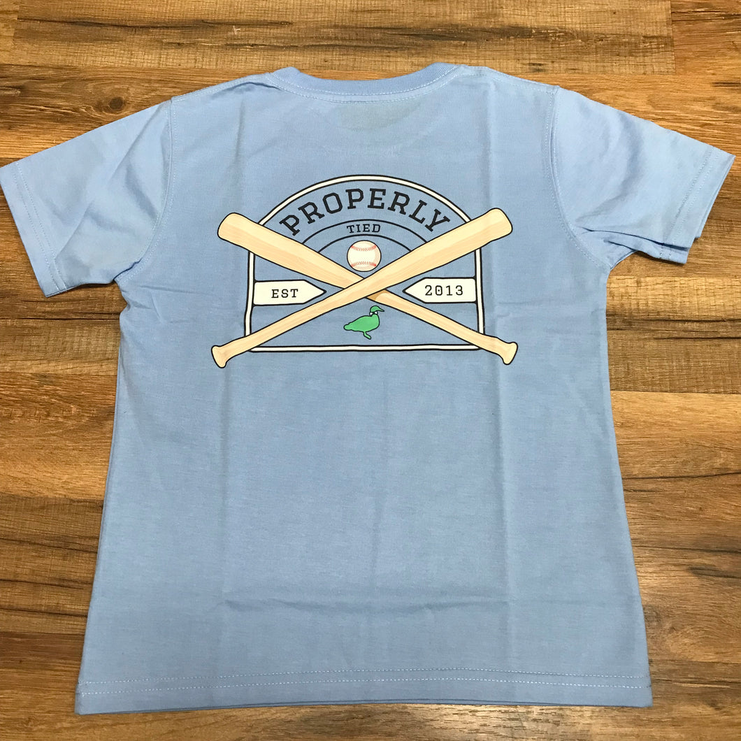 Properly Tied Short Sleeve - Baseball Shield Light Blue