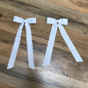 Mini Grosgrain Hair Bowtie with Knot Wrap and Streamer Tails