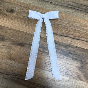 Mini Grosgrain Hair Bowtie with Knot Wrap and Streamer Tails