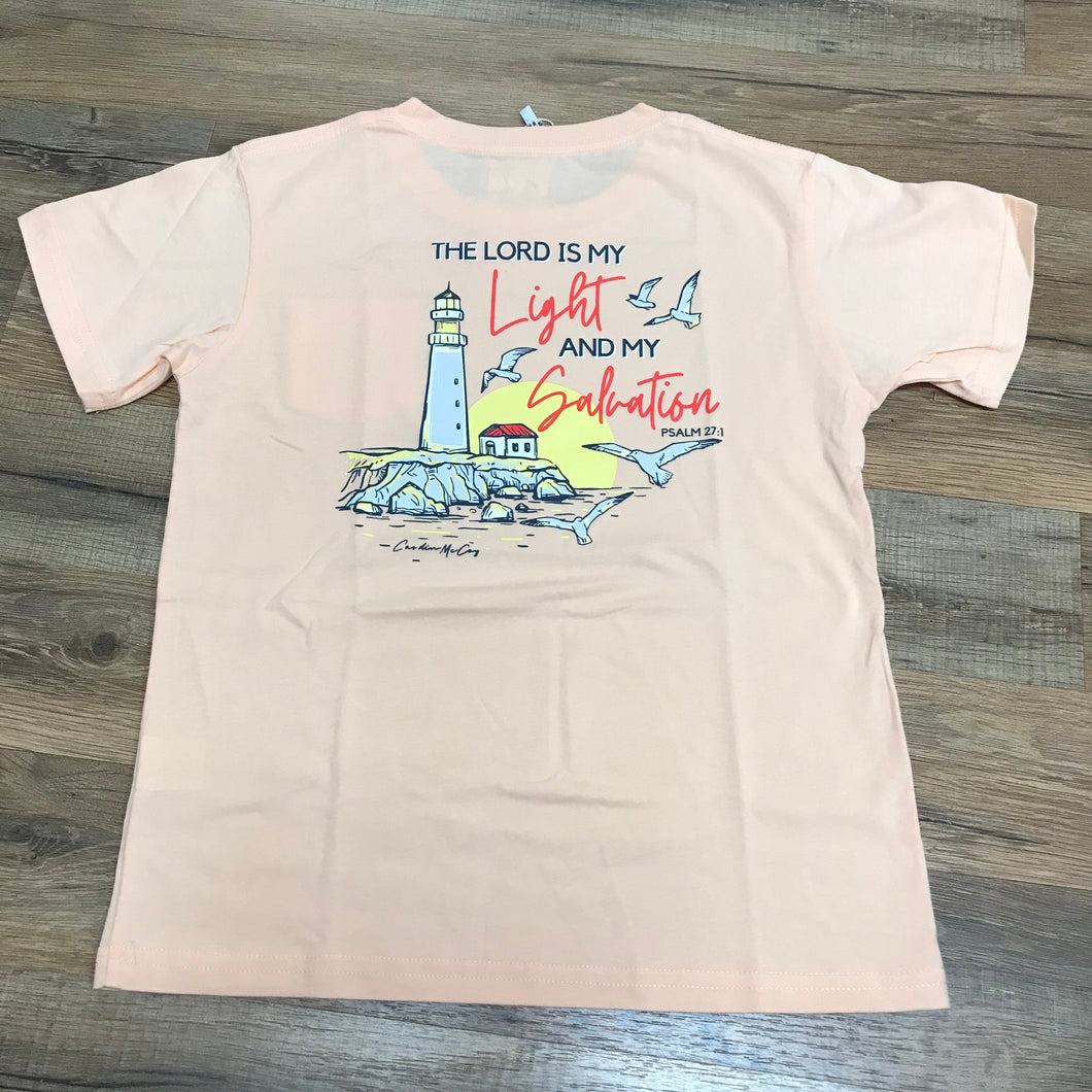 Kids' Lord is my Light Short Sleeve Pocket Tee - Peach