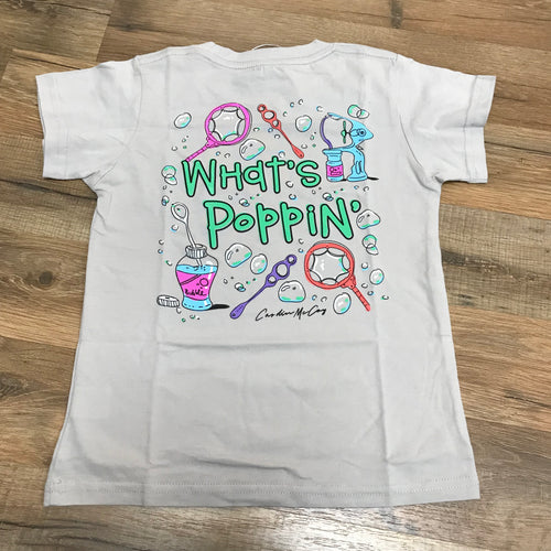 Kids' What's Poppin' Short Sleeve Pocket Tee- Ice Gray