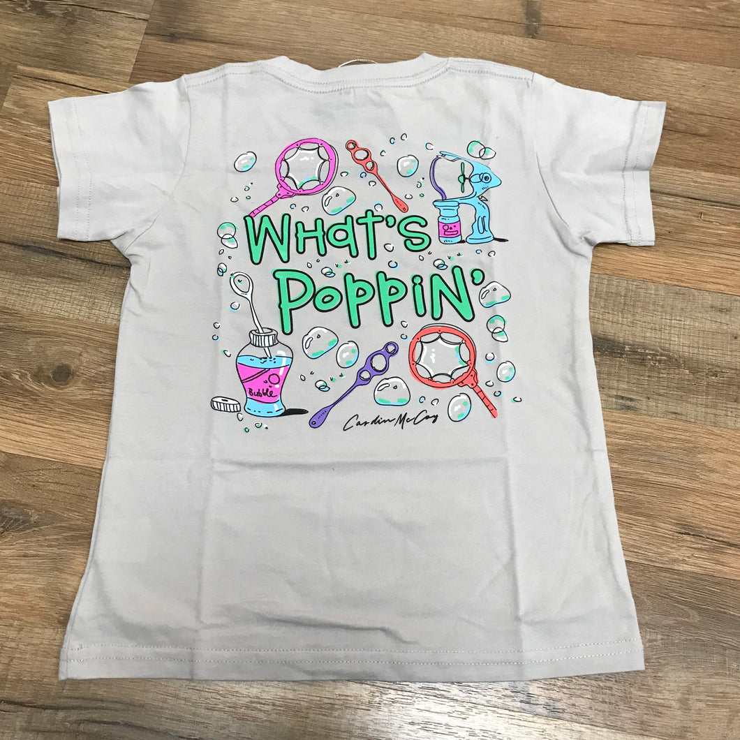 Kids' What's Poppin' Short Sleeve Pocket Tee- Ice Gray