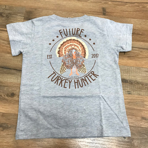 Kids' Future Turkey Hunter Short Sleeve Pocket Tee- Heather Gray