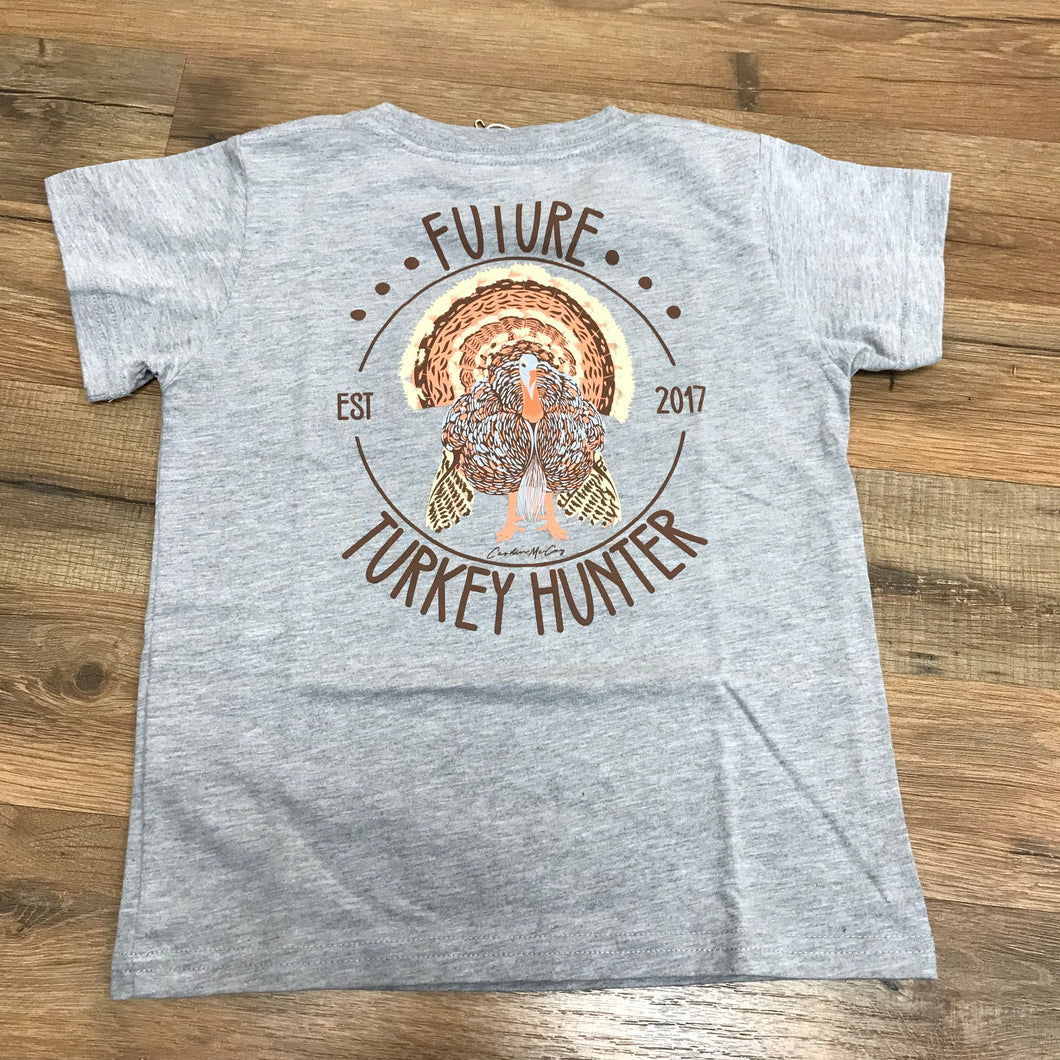 Kids' Future Turkey Hunter Short Sleeve Pocket Tee- Heather Gray