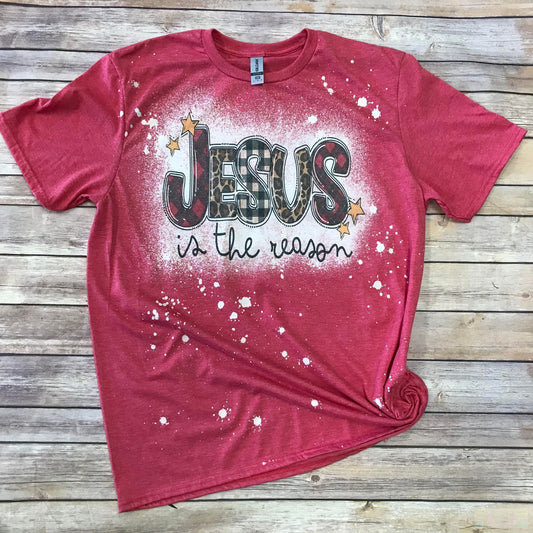 Jesus IS the Reason Christmas Short Sleeve Bleached T-Shirt