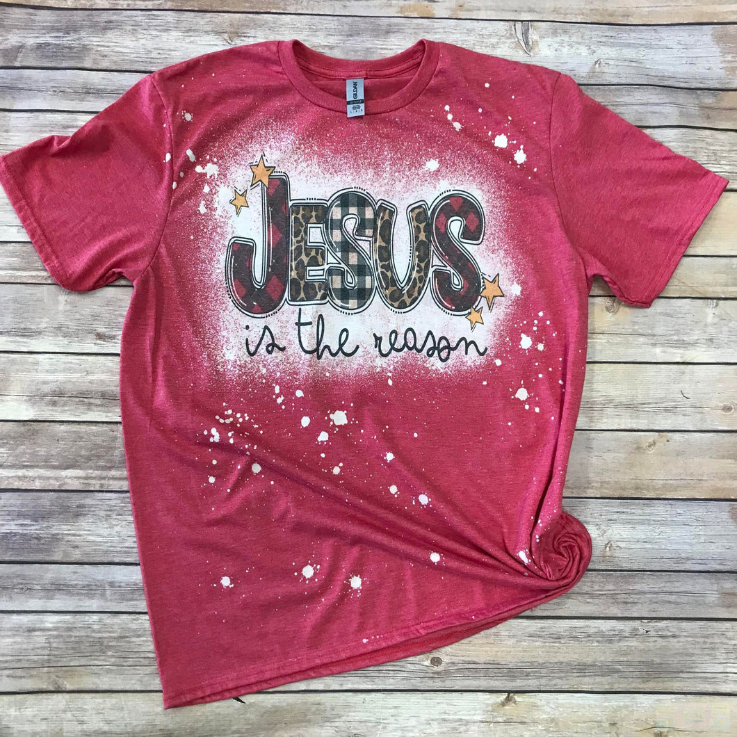 Jesus IS the Reason Christmas Short Sleeve Bleached T-Shirt