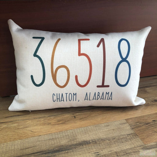 Personalized Zip Code Multi-color Pillow Cover -  Rectangle