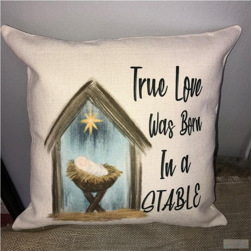 True Love Nativity Scene Pillow Cover - Square