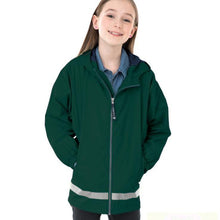 Load image into Gallery viewer, Youth Forest Charles River New Englander Rain Jacket