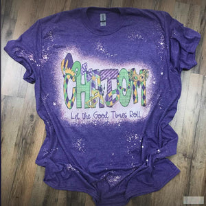 Let The Good Times Roll Mardi Gras Bleached Tee