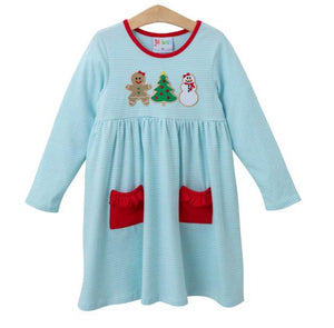 Christmas Cookie Applique Dress- Jellybean