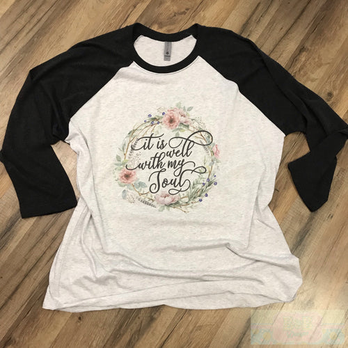 It Is Well Floral Ringer T Shirt