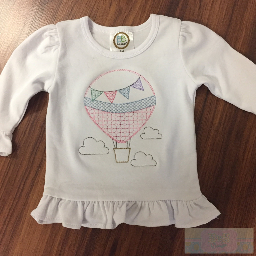Hot Air Balloon Ruffle Long Sleeve Toddler Shirt