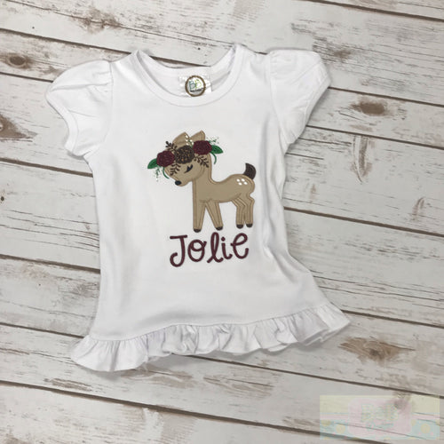 Deer Ruffled Toddler Short Sleeve Shirt