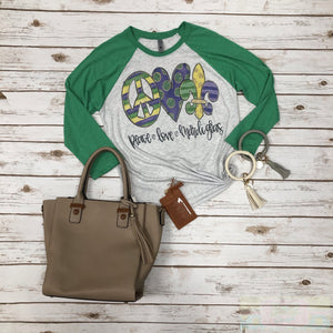 Peace, Love, Mardi Gras Tee