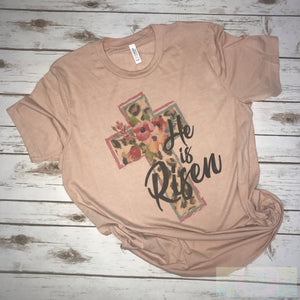 He Is Risen Cross Pink Short Sleeve T-Shirt