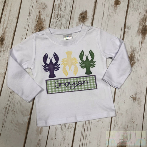 Mardi Gras Crawfish Trio Long Sleeve Toddler Tee