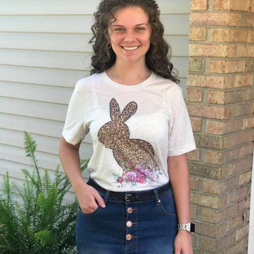 Cheetah Print Easter Bunny Short Sleeve T-Shirt