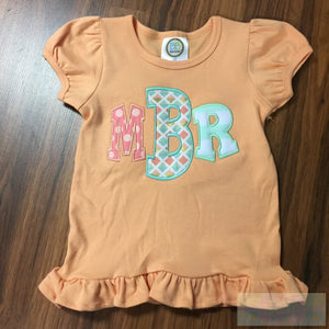 Monogram Ruffles Toddler Short Sleeve Shirt