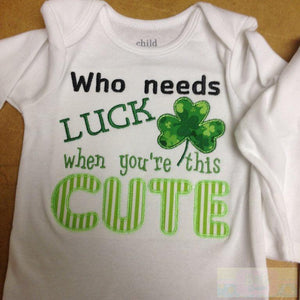 Cute and Lucky Shamrock Long Sleeve Onesie