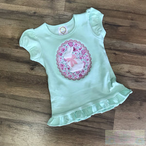 Bunny Mint Ruffles Toddler Short Sleeve Shirt