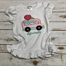 Load image into Gallery viewer, Ice Cream Truck Short Sleeve Ruffle Toddler Tee with matching shorts